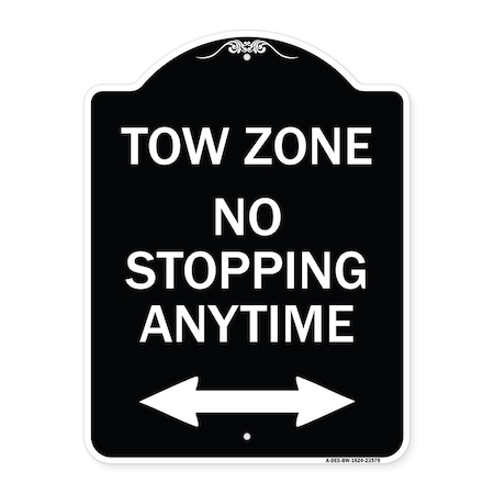 Signmission No Stopping Anytime W/ Bi-Directional Arrow Heavy-Gauge Aluminum Sign, 24" x 18", BW-1824-23579 A-DES-BW-1824-23579